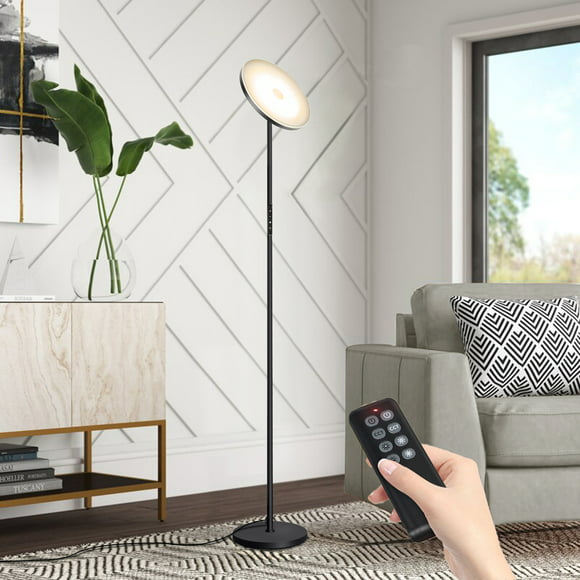 Black Dimmable Standing Lamp with 4 Color Temperature Remote & Touch Control for Living Room Bedroom Office 27W Main Light & 7W Reading Lamp Outon LED Floor Lamp with Adjustable Reading Lamp 